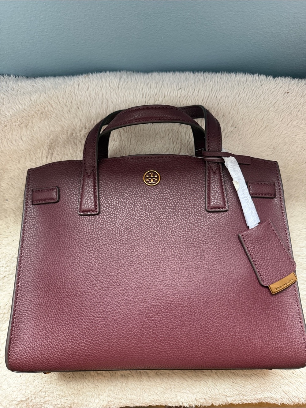 NWT Tory Burch Walker Small Leather Top-Handle Satchel - Wine